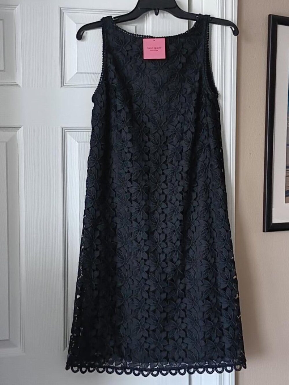 KATE SPADE Dress Leaf Lace Shift Black Size 2 NEW